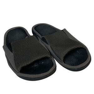 Longbay Mens Size 13-14 Gray Slippers Open Round Toe Slide On House Shoes